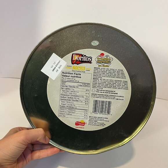 SpongeBob Doritos Chip Tin With Lid Viacom 2004 Vintage Large Metal Can 11.5"x10 - Picture 11 of 15